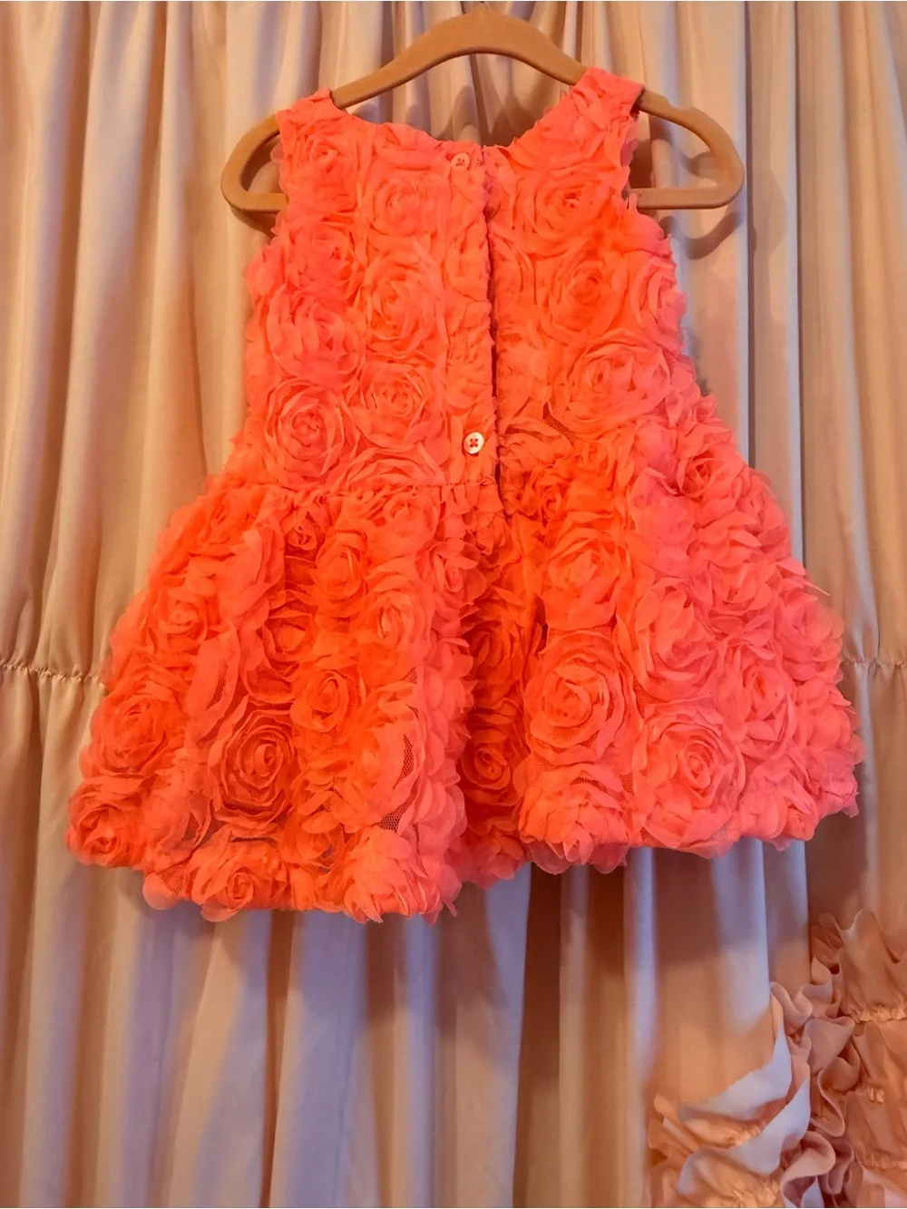 Rosette Textured Coral/ orange ish Party Dress